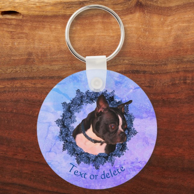 Boston Terrier Dog Personalisiert Schlüsselanhänger (Vorderseite)