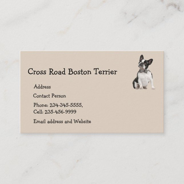 Boston Terrier Dog Pet Animal Business Card Magne Visitenkarte (Vorderseite)