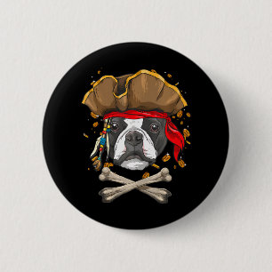 Boston Terrier Dog Pirate Piratenflagge Flag Button