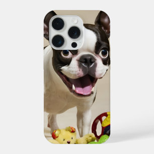 Boston Terrier Dog Playing with Toys iPhone 15 Pro Hülle
