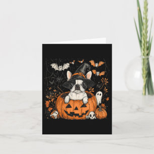 Boston Terrier Dog Pumpkin Halloween Erntedank Karte