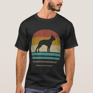 Boston Terrier Dog Retro Vintag 70er Silhouette T-Shirt
