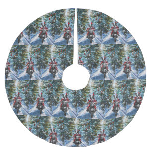Boston Terrier Dog Riding Motorrad Weihnachten Polyester Weihnachtsbaumdecke