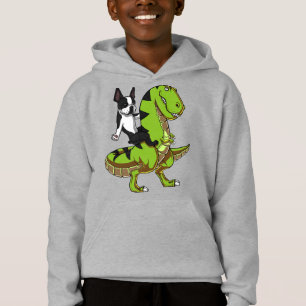 Boston Terrier Dog Riding Unicorn Hoodie