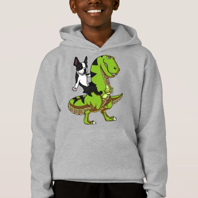 Boston Terrier Dog Riding Unicorn Hoodie (Vorderseite)