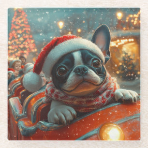 Boston Terrier Dog Roller Untersetzer Weihnachten