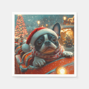 Boston Terrier Dog Roller Untersetzer Weihnachten Serviette