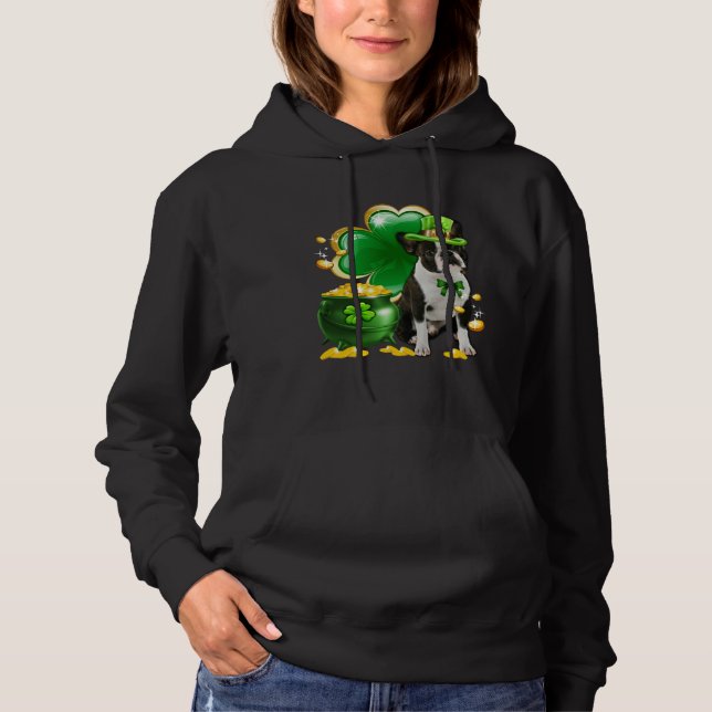 Boston Terrier Dog Shamrock Irish Saint St Patrick Hoodie (Vorderseite)