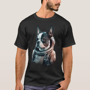 Boston Terrier Dog Space Astronaut T-Shirt
