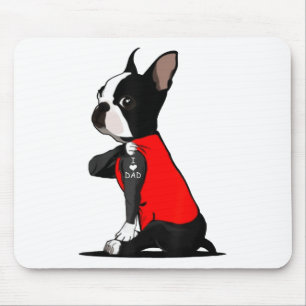Boston Terrier Dog Tattoo I Liebe Vater Familie Fu Mousepad