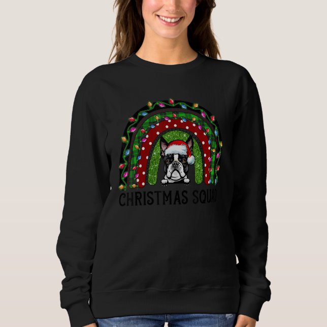 Boston Terrier Dog Tree Weihnachtsbeleuchtung Weih Sweatshirt (Vorderseite)