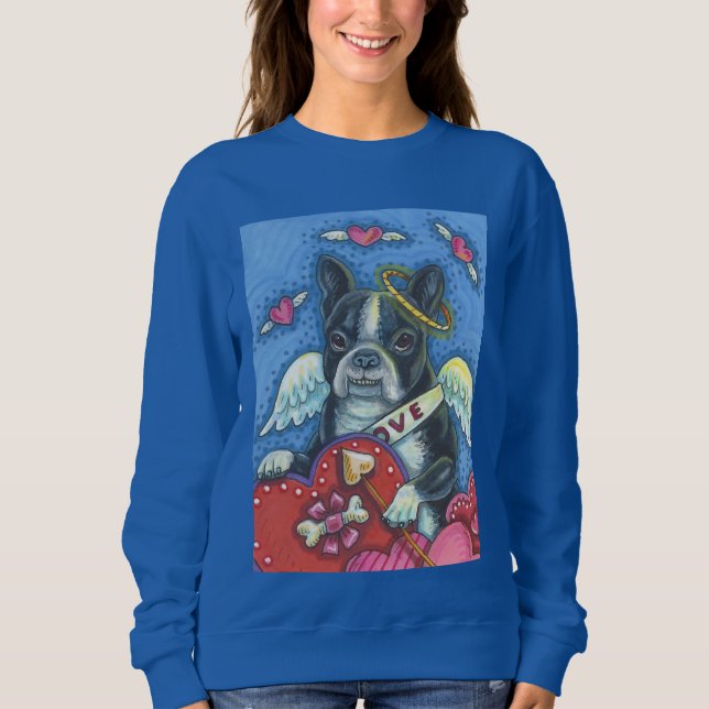 Boston Terrier, DOG VALENTINE SWEATSHIRT Royal (Vorderseite)