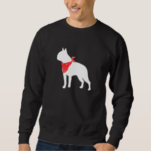 Boston Terrier Dog Wearing Red Bandana Sweatshirt