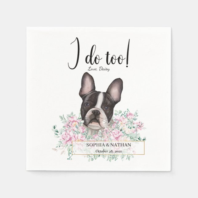 Boston Terrier Dog Wedding Cocktail Napkins Serviette (Vorderseite)