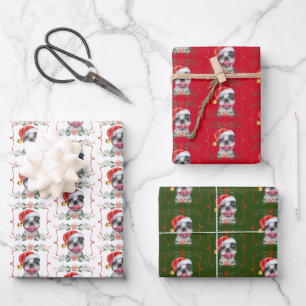 Boston Terrier Dog Weihnachtswrapping Paper Sheets Geschenkpapier Set