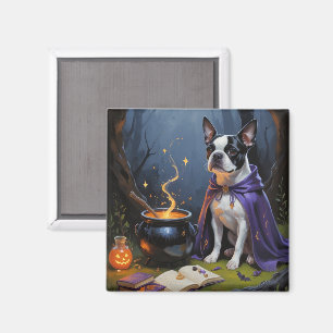 Boston Terrier Dog Whimsical Halloween Malerei Magnet