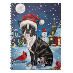 Boston Terrier Dog Winter Wonderland Weihnachtsfre Notizblock