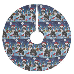 Boston Terrier Dog Winter Wonderland Weihnachtsfre Polyester Weihnachtsbaumdecke