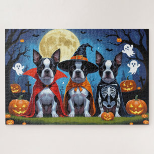 Boston Terrier Dogs Pumpkin Halloween Funny