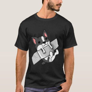 Boston Terrier Duct klebte an die Wand T-Shirt