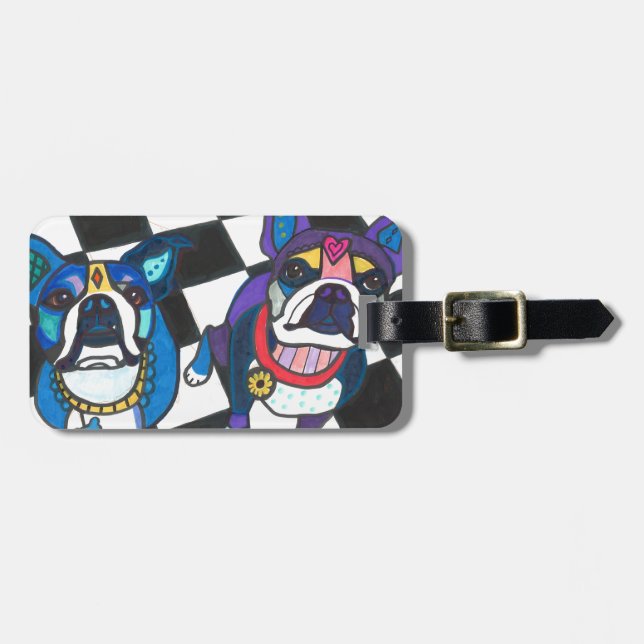 Boston-Terrier durch Heide Galler Gepäckanhänger (Vorderseite horizontal)