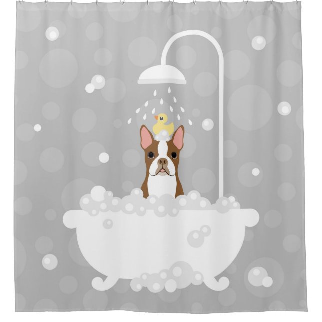 Boston Terrier Duschvorhang (Vorderseite)