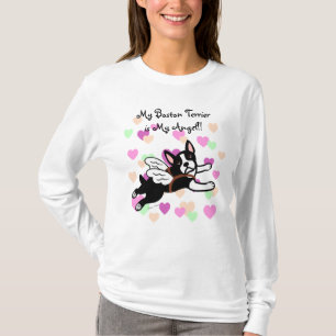 Boston-Terrier-Engels-Cartoon-Herzen T-Shirt