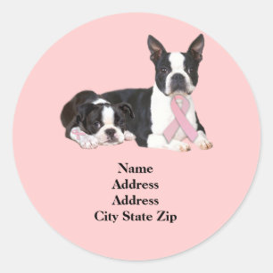 Boston Terrier Étiquette de adresse du cancer du s