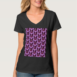 Boston Terrier Face Pop Kunst im Lila Lila Bost T-Shirt