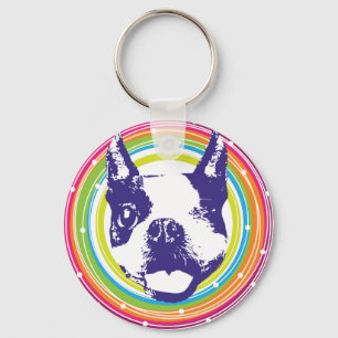 Boston Terrier - farbenfrohe Kreise Schlüsselanhänger