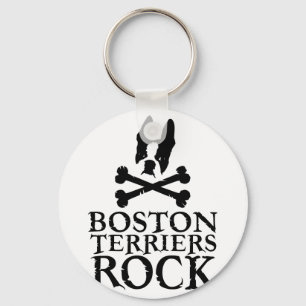 Boston-Terrier-Felsen Schlüsselanhänger