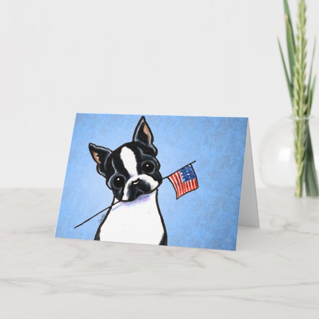 Boston Terrier Flag 4. Juli Custom Karte (Vorderseite)