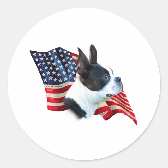 Boston Terrier Flag Runder Aufkleber (Vorderseite)