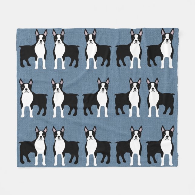 Boston Terrier Fleece Blanket (Vorderseite (Horizontal))