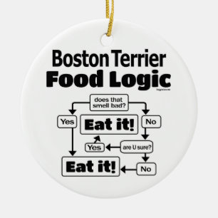 Boston Terrier Food Logic Keramik Ornament
