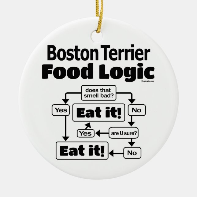 Boston Terrier Food Logic Keramik Ornament (Vorne)
