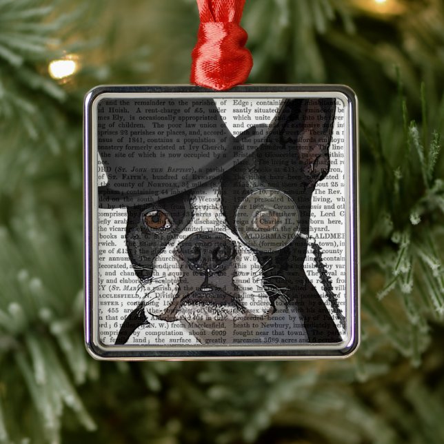 Boston Terrier, Formal Hound und Hat Ornament Aus Metall (Baum)