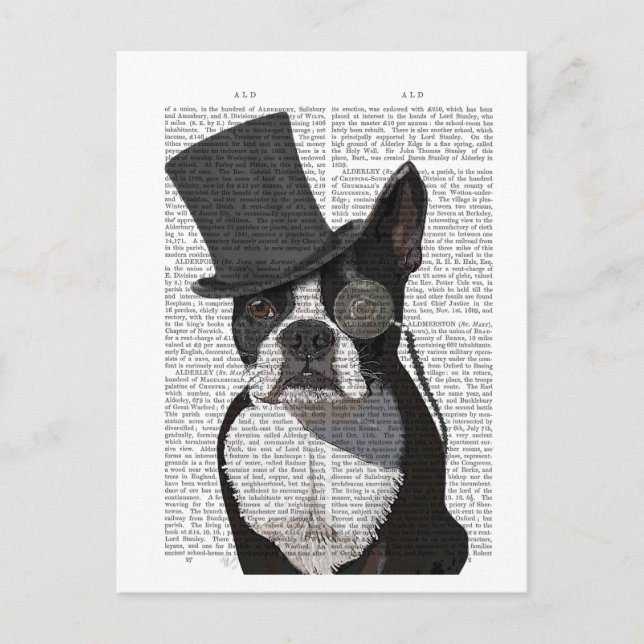 Boston Terrier, Formal Hound und Hat Postkarte (Vorderseite)