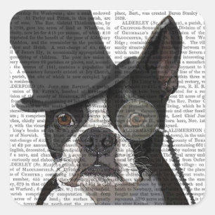 Boston Terrier, Formal Hound und Hat Quadratischer Aufkleber