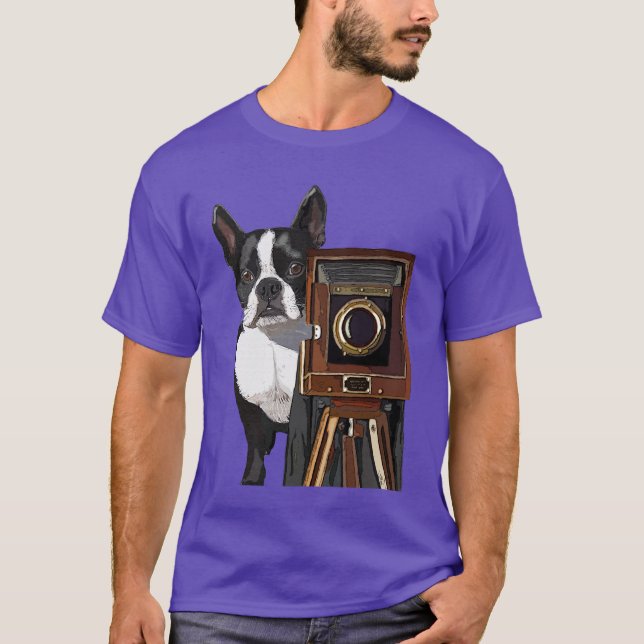 Boston Terrier Fotograf 2 T-Shirt (Vorderseite)