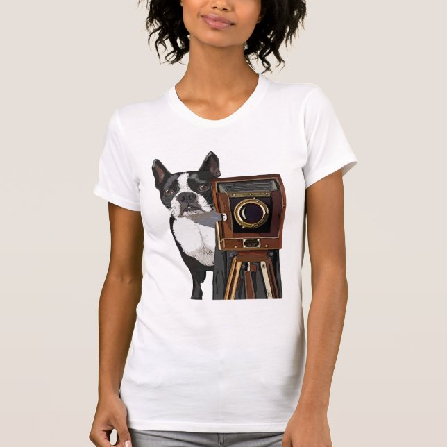 Boston Terrier Fotograf 2 T-Shirt (Vorderseite)