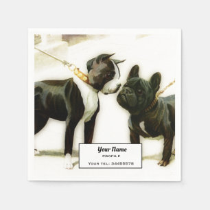 BOSTON TERRIER&FRENCH BULLDOG SERVIETTE