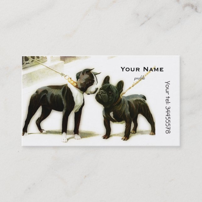 BOSTON TERRIER&FRENCH BULLDOG VISITENKARTE (Vorderseite)