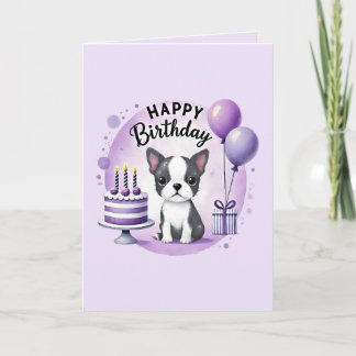Boston Terrier Geburtstagskarte Feiertagskarte