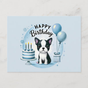 Boston Terrier Geburtstagspost - Süße Hund Grußkar Postkarte