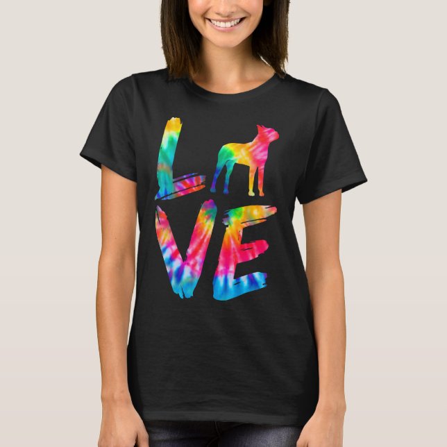 Boston Terrier Gefärbte Krawatte Liebe Dog Mama Va T-Shirt (Vorderseite)
