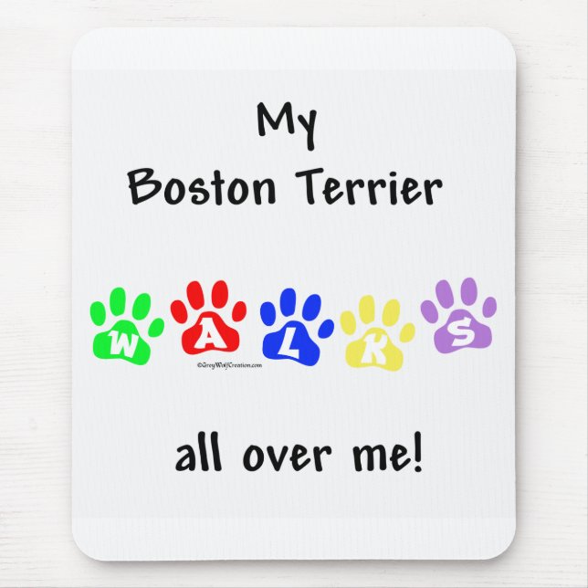 Boston Terrier geht durch mich Mousepad (Vorne)