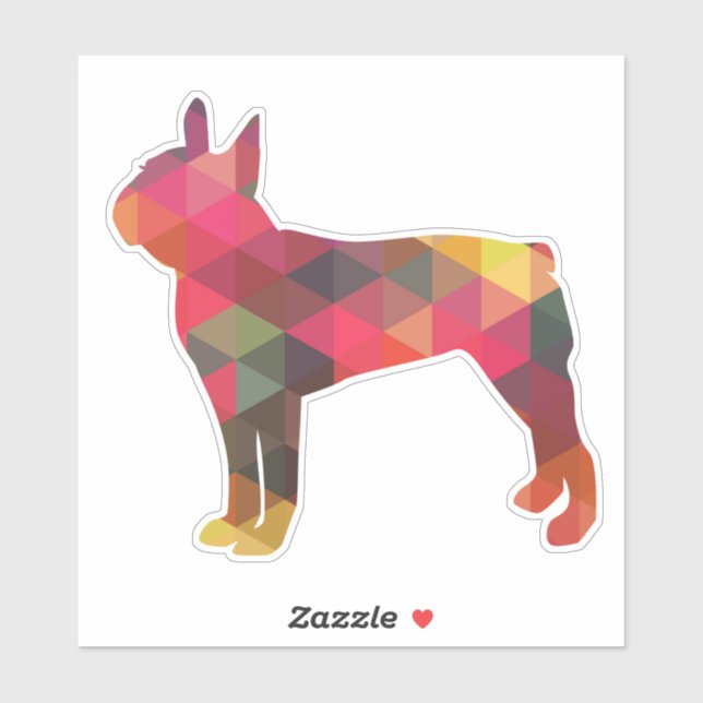 Boston Terrier Geometric Pattern Silhouette Aufkleber (Blatt)