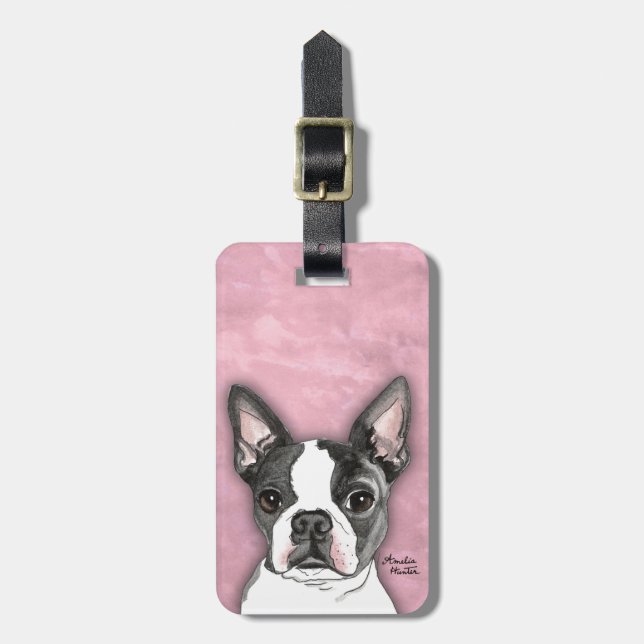 Boston Terrier Gepäckanhänger (Vorderseite vertikal)