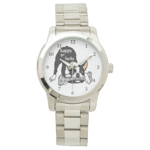 Boston Terrier. Glück glücklich gehen Armbanduhr